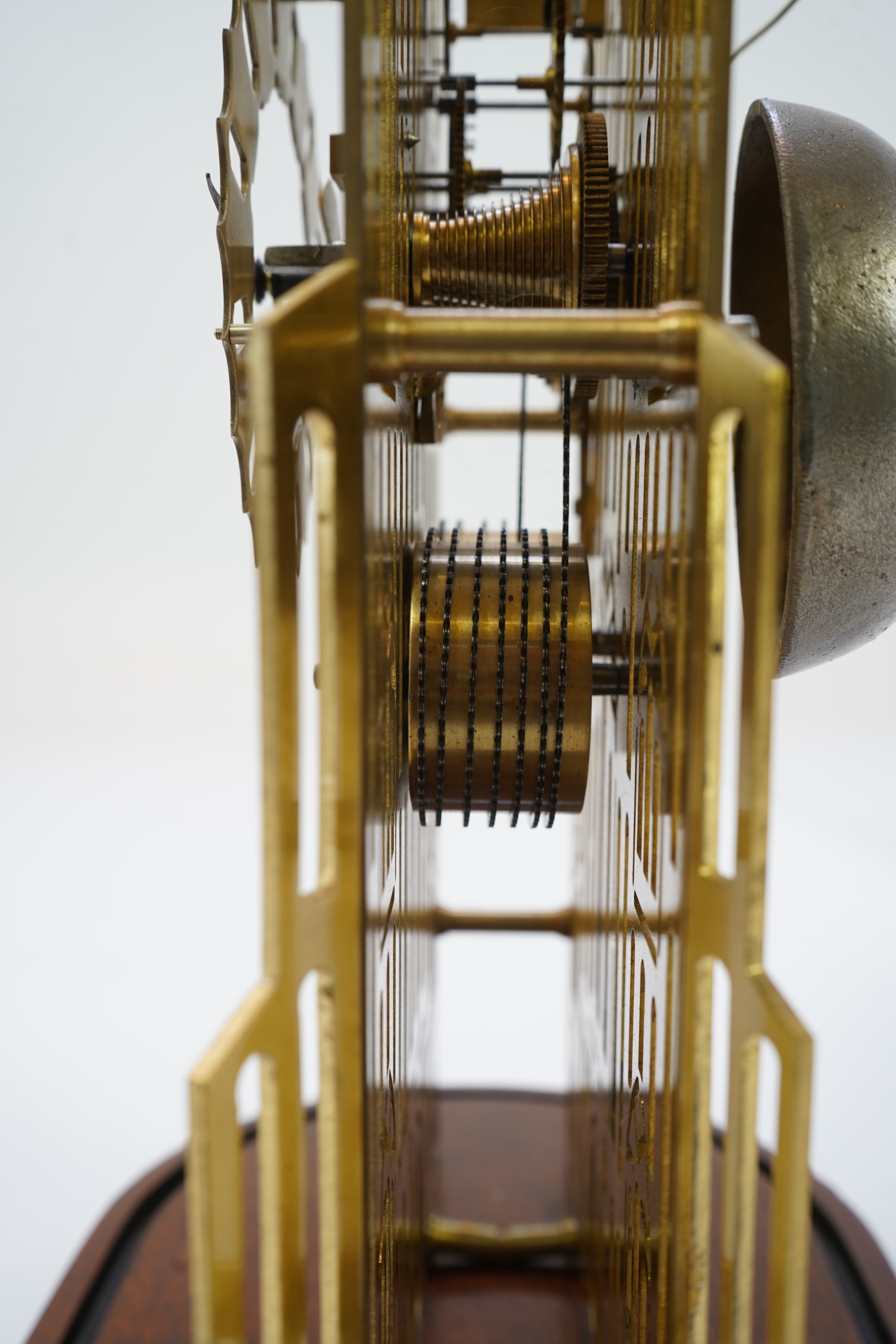 A mid 20th century brass skeleton ‘Cathedral’ clock